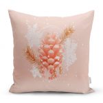 - realhomesK3144 - Realhomes Pempe Zeminli Kozalak Desenli Dijital Baskılı Yastık Kırlent Kılıfı Realhomes