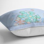 Açık Mavi Kar Tanesi Temalı Dijital Baskılı Yastık Kırlent Kılıfı Realhomes