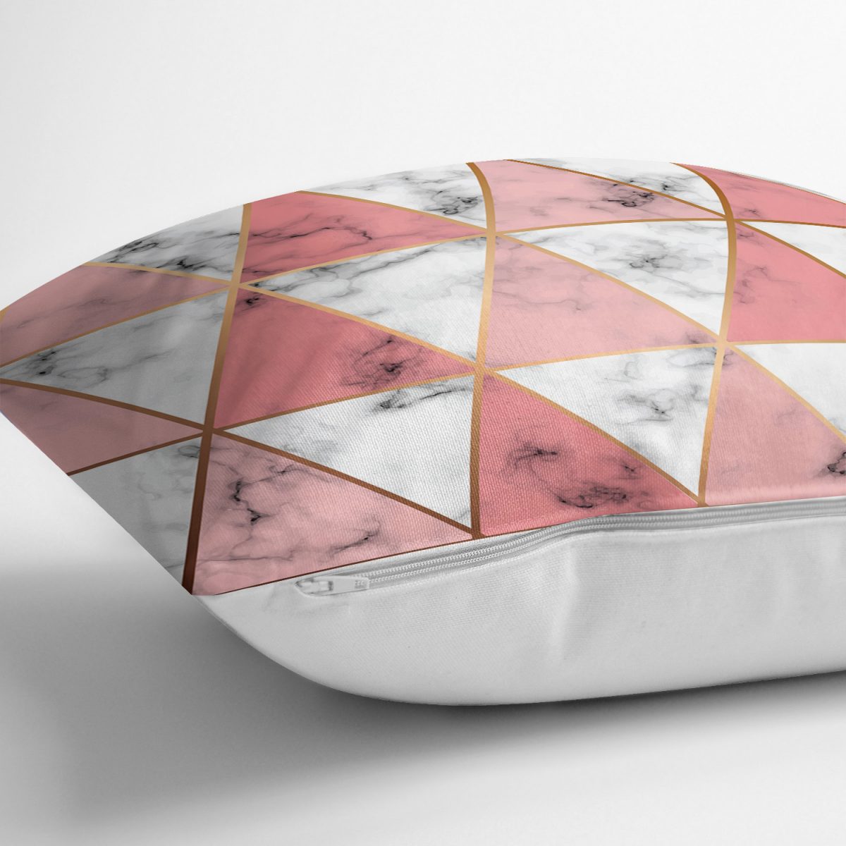 Geometrik Üçgen Şekilli Mermer Desenli Yastık Kırlent Kılıfı Realhomes