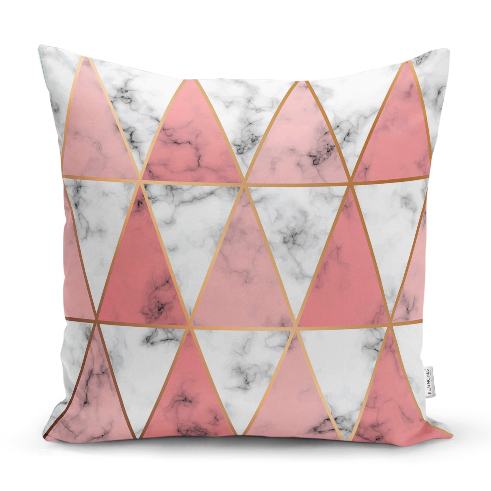 - realhomesK3148 - Realhomes  Geometrik Üçgen Şekilli Mermer Desenli Yastık Kırlent Kılıfı Realhomes