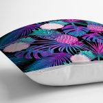 - realhomesK3158-2 - Realhomes Lacivert Tropikal Desenli Dijital Baskılı Yastık Kırlent Kılıfı Realhomes