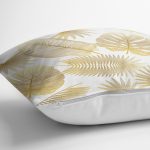 - realhomesK3159-2 - Realhomes  Beyaz Zeminde Vizon Yapraklar Dijital Baskılı Yastık Kırlent Kılıfı Realhomes