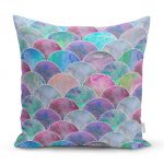 - realhomesK3161 - Realhomes  Mavi Zeminde Yuvarlak Desenli Modern Yastık Kırlent Kılıfı Realhomes