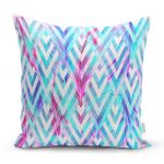 - realhomesK3162 - Realhomes Geometrik Zeminde Tüy Desenli Modern Yastık Kırlent Kılıfı Realhomes