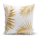 - realhomesK3166 - Realhomes  Altın Renkli Palmiye Yaprakları Dijital Baskılı Yastık Kırlent Kılıfı Realhomes