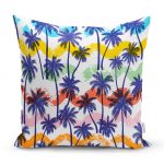 - realhomesK3167 - Realhomes Renkli Palmiyeler Özel Tasarım Dekoratif Kırlent Kılıfı Realhomes