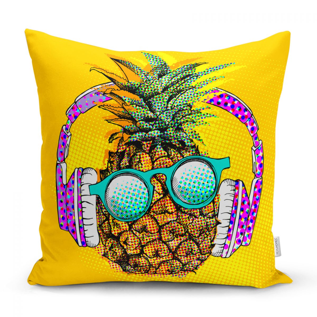 Summer Ananas Tasarımlı Dekoratif Yastık Kırlent Kılıfı Realhomes