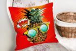 Kırmızı Zemin Ananas Desenli Dekoratif Yastık Kırlent Kılıfı Realhomes