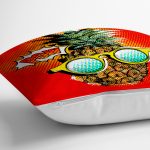 Kırmızı Zemin Ananas Desenli Dekoratif Yastık Kırlent Kılıfı Realhomes