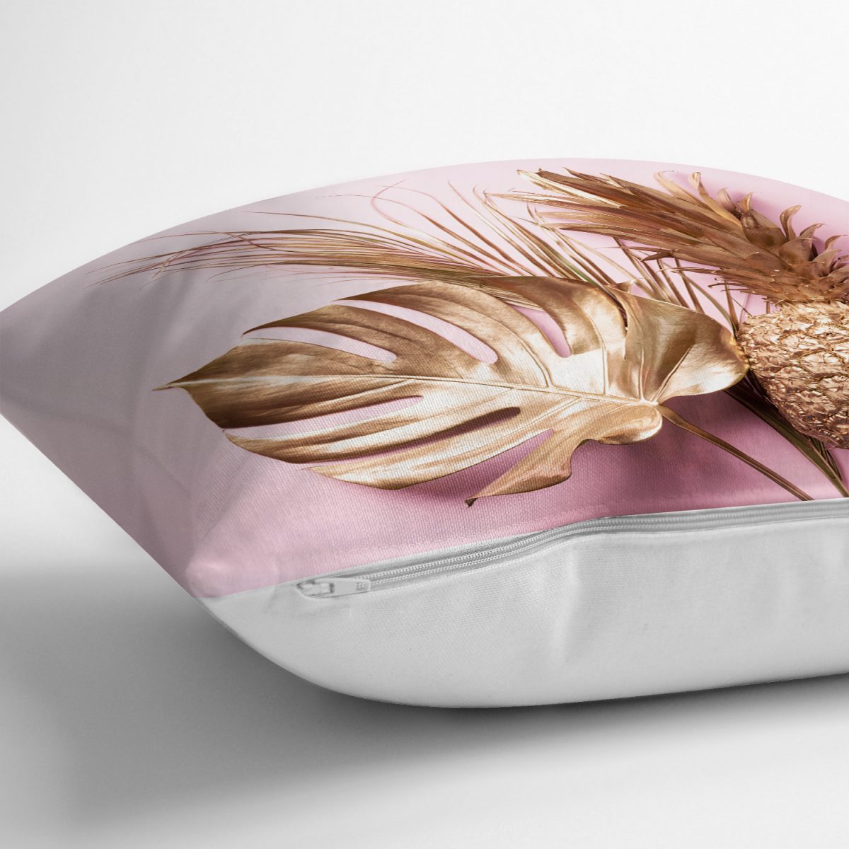3D Yaprak ve Ananas Desenli Özel Tasarım Yastık Kırlent Kılıfı Realhomes