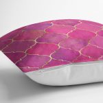 - realhomesK3174-2 - Realhomes  Pembe Altın Varaklı Ogea Desenli Dekoratif Yastık Kırlent Kılıfı Realhomes