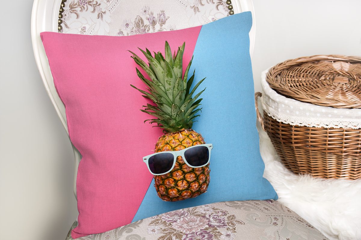 Mavi Pembe Ananas Desenli Modern Yastık Kırlent Kılıfı Realhomes