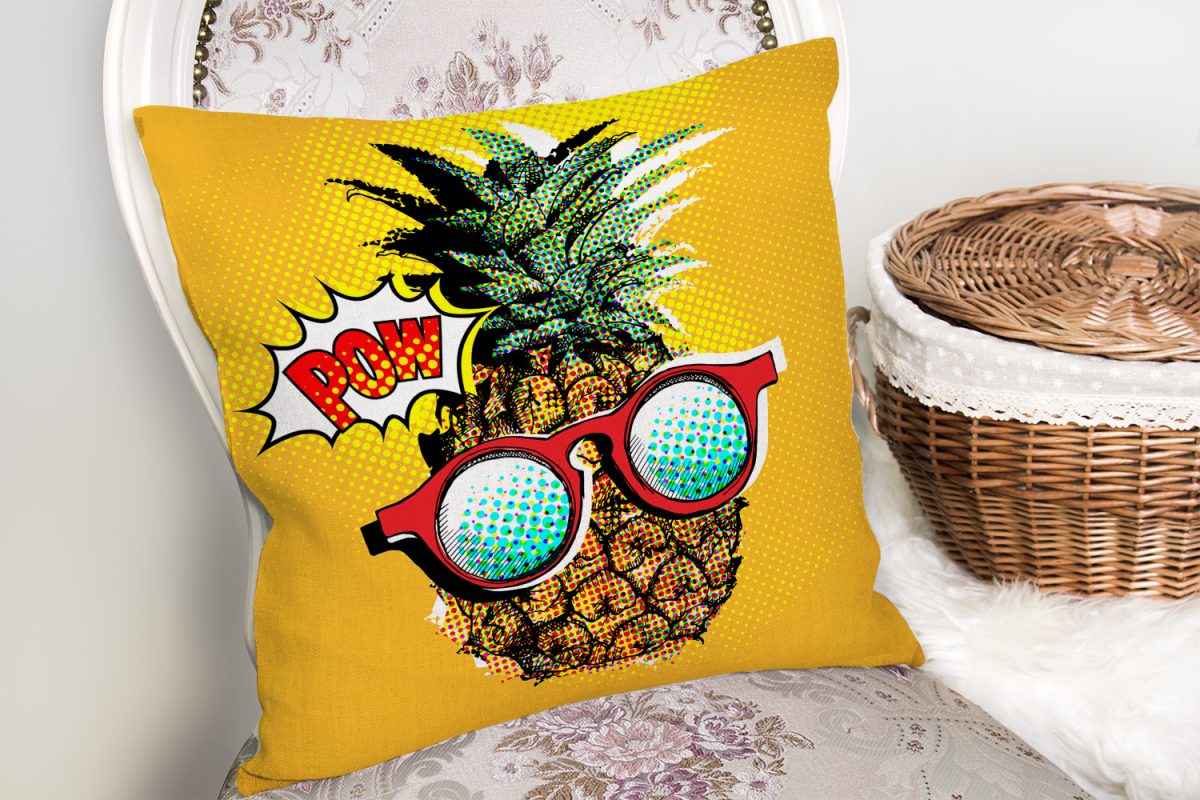 Pop Art Temalı Ananas Özel Tasarım Yastık Kırlent Kılıfı Realhomes