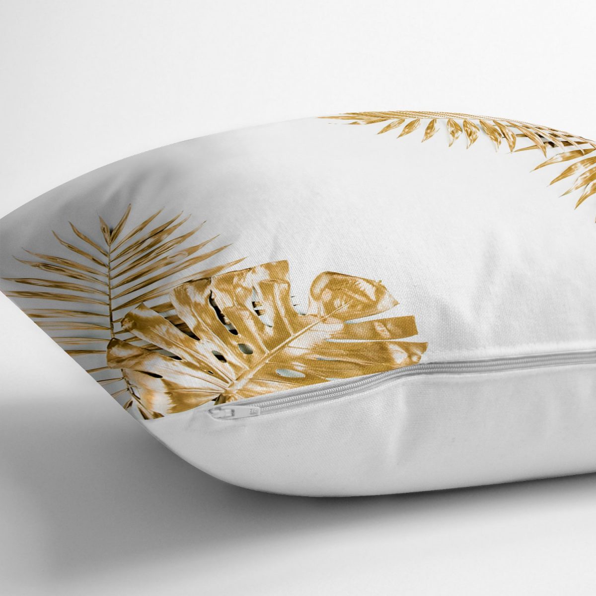 3D Altın Renkte Yapraklar Temalı Modern Yastık Kırlent Kılıfı Realhomes