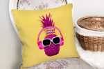 - realhomesK3192-1 - Realhomes  Sarı Zeminde Pembe Ananas Modern Tasarımlı Yastık Kırlent Kılıfı Realhomes