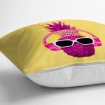 - realhomesK3192-2 - Realhomes  Sarı Zeminde Pembe Ananas Modern Tasarımlı Yastık Kırlent Kılıfı Realhomes