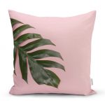 - realhomesK3194 - Realhomes  Pembe Zeminde Yaprak Modern Tasarımlı Dekoratif Yastık Kırlent Kılıfı Realhomes