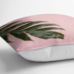 - realhomesK3194-2 - Realhomes  Pembe Zeminde Yaprak Modern Tasarımlı Dekoratif Yastık Kırlent Kılıfı Realhomes