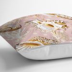 - realhomesK3199-2 - Realhomes Pembe Zeminde Deniz Kabukları Modern Yastık Kırlent Kılıfı Realhomes