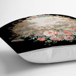 - realhomesK3200-2 - Realhomes  Siyah Zeminde Çiçek Bahçesi Exclusive Modern Tasarımlı Kırlent Kılıfı Realhomes