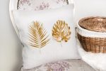 - realhomesK3204-1 - Realhomes  3D Altın Görünümlü Palmiye Yaprakları Modern Yastık Kırlent Kılıfı Realhomes