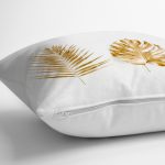 - realhomesK3204-2 - Realhomes  3D Altın Görünümlü Palmiye Yaprakları Modern Yastık Kırlent Kılıfı Realhomes