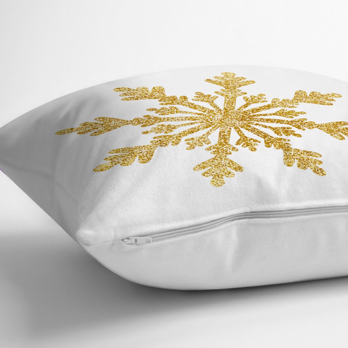 Altın Görünümlü Kar Tanesi Desenli 3D Modern Yastık Kırlent Kılıfı Realhomes