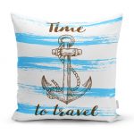 - realhomesK3208 - Realhomes  Time to Travel Denizci Desenli Modern Yastık Kırlent Kılıfı Realhomes