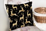 - realhomesK3215-1 - Realhomes  Altın Detaylı Geyikler Desenli Modern Yastık Kırlent Kılıfı Realhomes