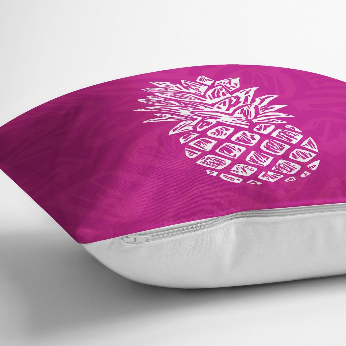 Fuşya Zeminde Ananas Desenli Modern Tasarım Yastık Kırlent Kılıfı Realhomes
