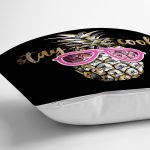 Siyah Zeminde Cool Ananas Desenli Modern Yastık Kırlent Kılıfı Realhomes