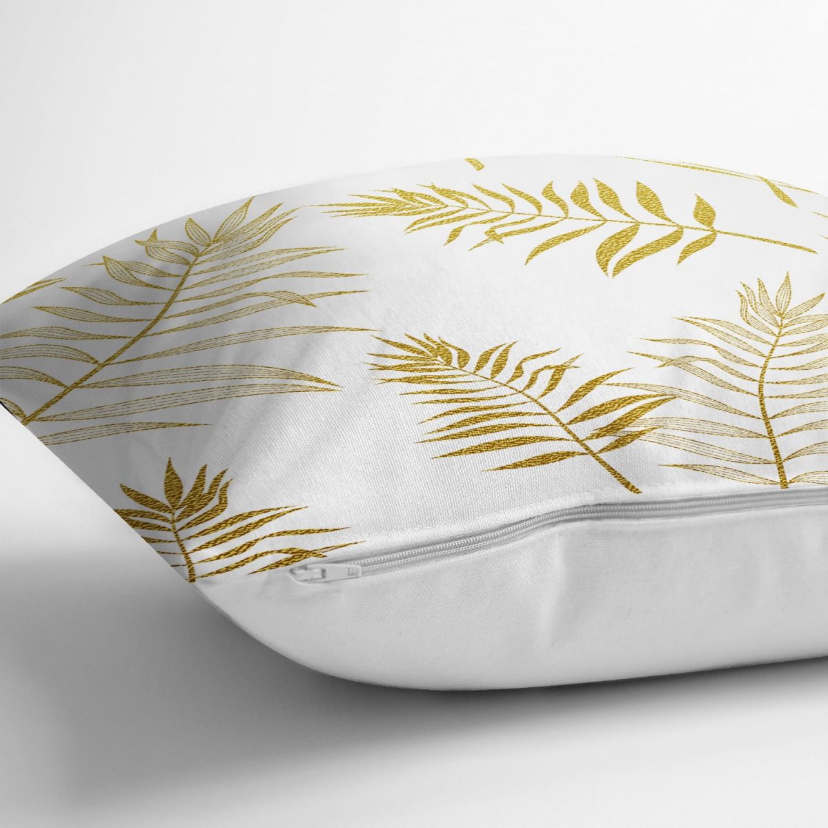 Altın Detaylı 3D Yaprak Desenli Modern Yastık Kırlent Kılıfı Realhomes