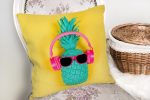 - realhomesK3234-1 - Realhomes Sarı Zeminli Ananas Detaylı Modern Yastık Kırlent Kılıfı Realhomes