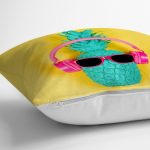 - realhomesK3234-2 - Realhomes Sarı Zeminli Ananas Detaylı Modern Yastık Kırlent Kılıfı Realhomes