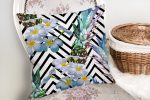 - realhomesK3238-1 - Realhomes  Zigzag Zeminli Yaz Egzotiği Özel Tasarımlı Yastık Kırlent Kılıfı Realhomes
