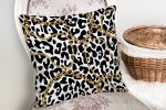 - realhomesK3239-1 - Realhomes  Leopar Desenli Altın Detaylı Özel Tasarım Modern Yastık Kırlent Kılıfı Realhomes