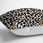- realhomesK3239-2 - Realhomes  Leopar Desenli Altın Detaylı Özel Tasarım Modern Yastık Kırlent Kılıfı Realhomes