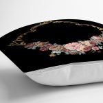 - realhomesK3241-2 - Realhomes  Siyah Zeminde Otantik Çiçekler Özel Tasarım Yastık Kırlent Kılıfı Realhomes