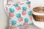 - realhomesK3242-1 - Realhomes Renkli Zeminli Ananaslar Özel Tasarım Yastık Kırlent Kılıfı Realhomes