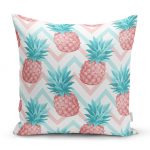 - realhomesK3242 - Realhomes Renkli Zeminli Ananaslar Özel Tasarım Yastık Kırlent Kılıfı Realhomes