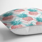 - realhomesK3242-2 - Realhomes Renkli Zeminli Ananaslar Özel Tasarım Yastık Kırlent Kılıfı Realhomes