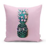 Pembe Zeminde 3D Ananas Temalı Modern Yastık Kırlent Kılıfı Realhomes