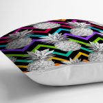 - realhomesK3250-2 - Realhomes Siyah Zigzag Temalı Ananas Desenli Modern Yastık Kırlent Kılıfı Realhomes