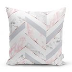 - realhomesK3251 - Realhomes  Mermer Zeminli Geometrik Tasarımlı Yastık Kırlent Kılıfı Realhomes