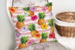- realhomesK3252-1 - Realhomes Pembe Zeminli Ananaslar Özel Tasarım Yastık Kırlent Kılıfı Realhomes