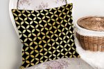 - realhomesK3256-1 - Realhomes Siyah Zeminde Gold Geometrik Desenli Dekoratif Yastık Kırlent Kılıfı Realhomes