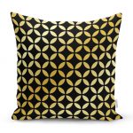 - realhomesK3256 - Realhomes Siyah Zeminde Gold Geometrik Desenli Dekoratif Yastık Kırlent Kılıfı Realhomes