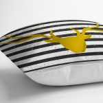 - realhomesK3259-2 - Realhomes  Çizgili Gold Geyik Desenli Modern Yastık Kırlent Kılıfı Realhomes