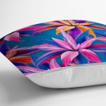 - realhomesK3262-2 - Realhomes  Mavi Zeminli Yapraklar Özel Tasarımlı Yastık Kırlent Kılıfı Realhomes