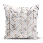 - realhomesK3264 - Realhomes  Mermer Zeminli Geometrik Desenli Modern Yastık Kırlent Kılıfı Realhomes